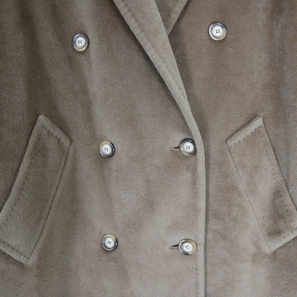 Max Mara US 6 Wool Coat Camel Tan Double Breasted Oversize - Picture 3 of 12